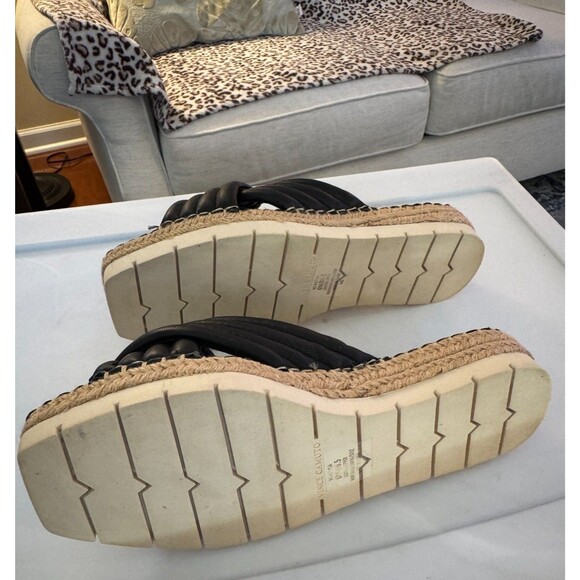 Vince Camuto Espadrille Slides Sz 6 Padded Black Sandals Summer Comfort Casual - Picture 8 of 11